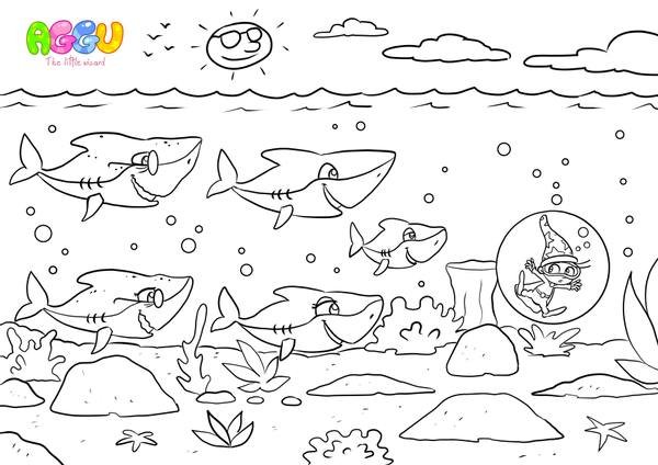 Aggu Baby Shark coloring page thumbnail