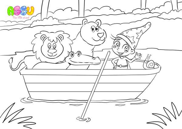 Aggu Row Your Boat coloring page thumbnail