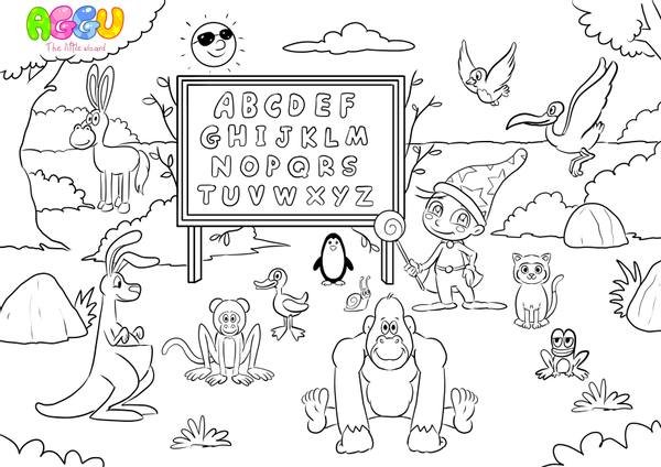 Aggu ABC Song coloring page thumbnail