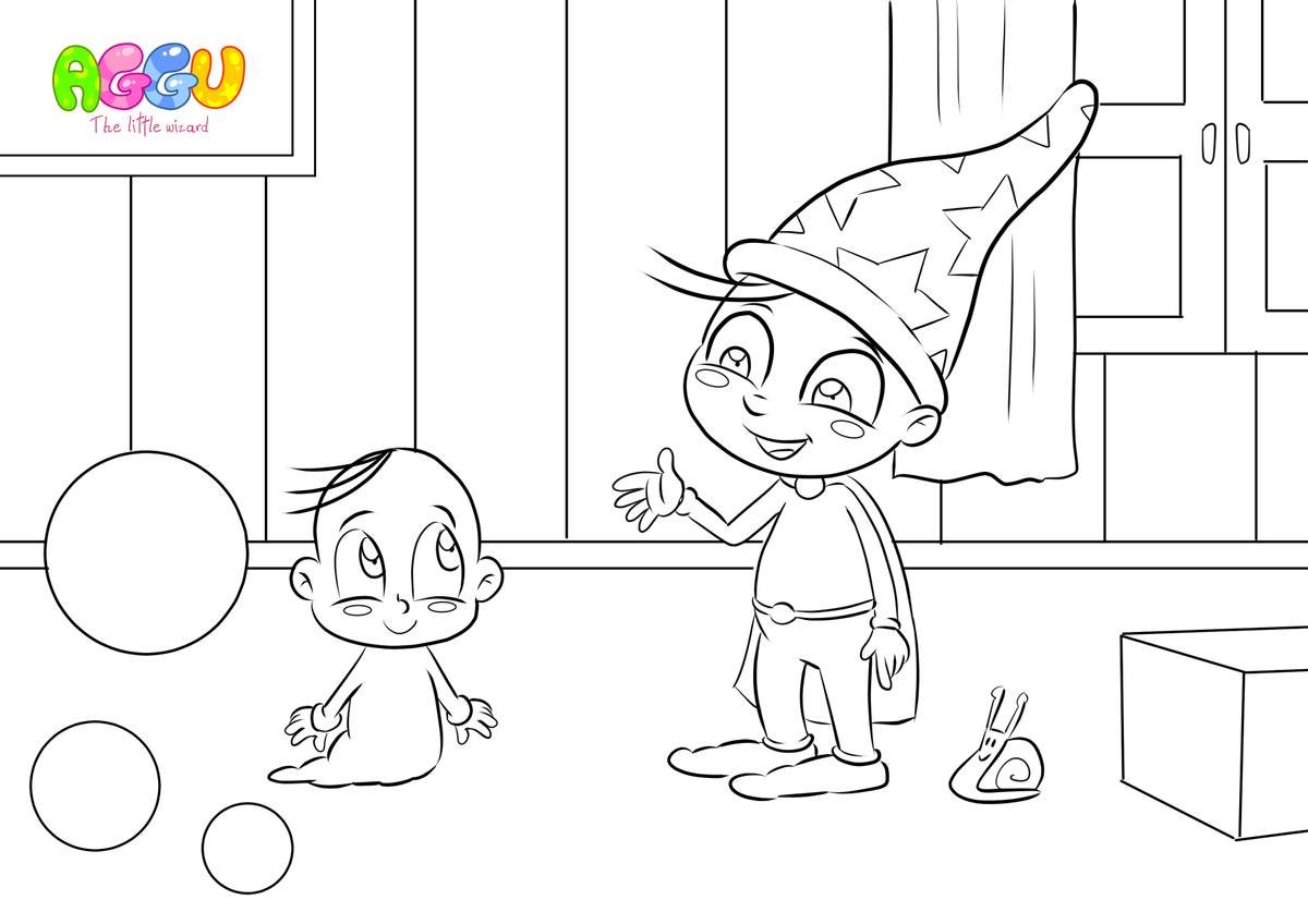 Aggu Johny Johny coloring page thumbnail