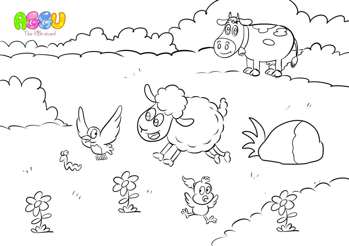 Aggu Baa Baa Black Sheep coloring page thumbnail