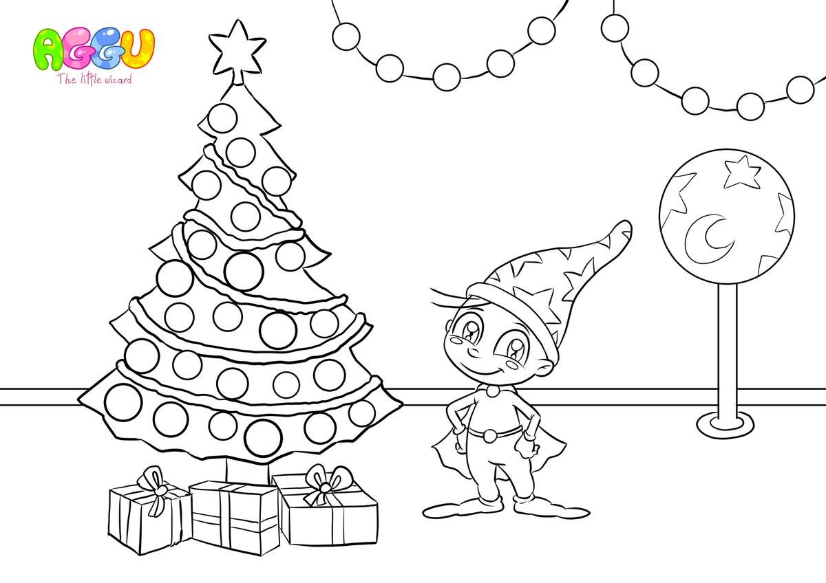 Aggu We Wish You A Merry Christmas coloring page thumbnail