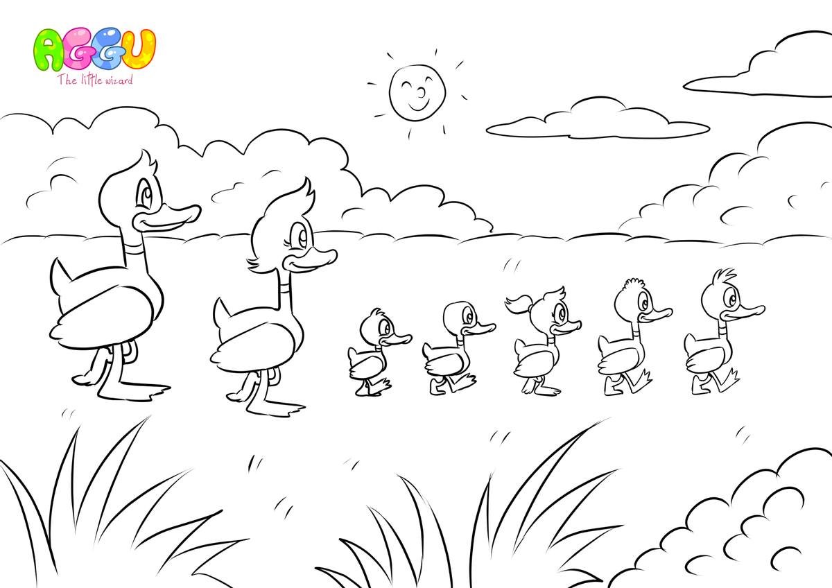 Aggu 5 Little Ducks coloring page thumbnail