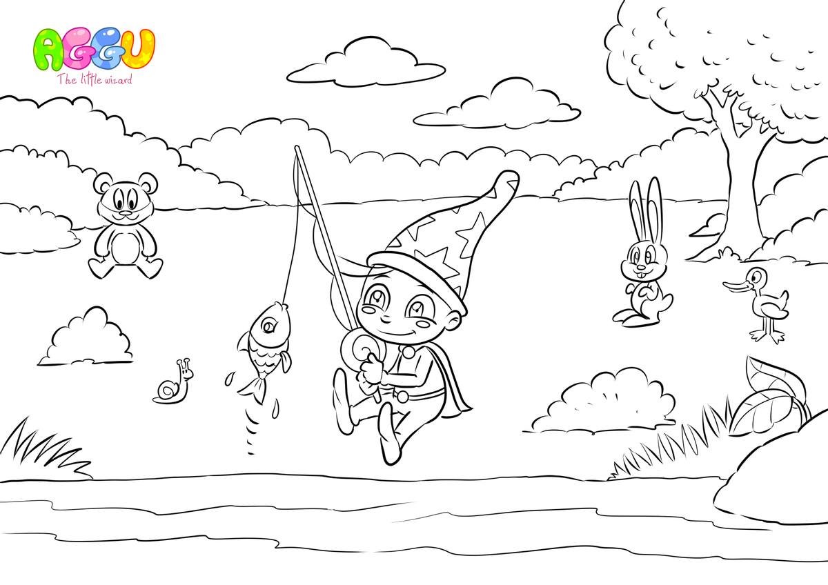 Aggu Once I Caught A Fish Alive coloring page thumbnail